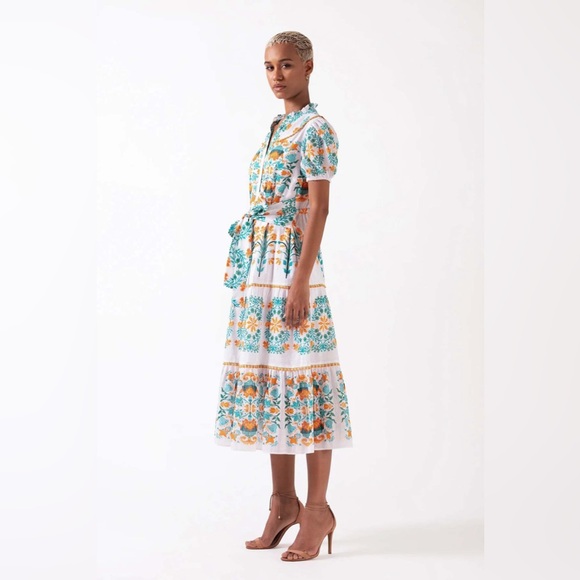 NWT CELINA MOON Be One Pippa midi sash short sleeve size M with pockets - Picture 3 of 11